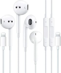 2 Pack-Apple Headphones Wired Earbuds with Lightning Connector Earphones with Built-in Microphone & Volume Control [Apple MFi Certified] Compatible with iPhone 13/12/11/XR/XS/X/8/7/SE