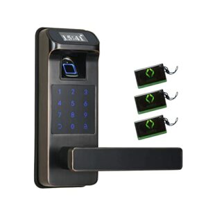 HARFO Fingerprint Door Lock, Keyless Entry Door Lock with Touchscreen and OLED Display, Keypad Door Lock, Door Lock with Keypad, Door Level, Passcode Door Lock for Office Home (Aged Bronze)