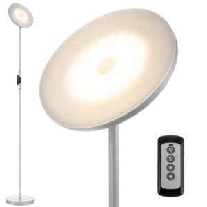 Floor Lamp,30W/2400LM Sky LED Modern Torchiere 3 Color Temperatures Super Bright Floor Lamps-Tall Standing Pole Light with Remote & Touch Control for Living Room,Bed Room,Office (Silvery Grey)