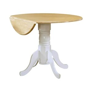 Damen Round Pedestal Drop Leaf Table Natural Brown and White