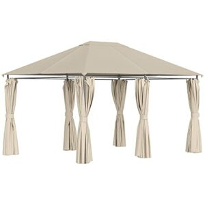 Outsunny 10' x 13' Outdoor Patio Gazebo Canopy Shelter with 6 Removable Sidewalls, & Steel Frame for Garden, Lawn, Backyard and Deck, Khaki