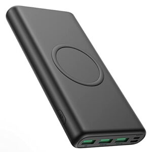 H H·E·T·P Wireless Portable Charger Power Bank, 33800mAh 15W Fast Wireless Charging 25W PD QC 4.0 USB-C Power Bank, 5 Output & Dual Input External Battery Pack Compatible with iPhone, Android etc