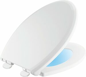 Delta -Faucet 813902-N-WH Sanborne Elongated Nightlight Toilet Seat with Slow Close and Quick-Release, White
