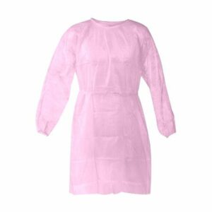 Personal Touch Health Care Apparel Universal Size (OSFM) Pink Disposable Isolation Gowns - Latex-Free Gown is Fluid Resistant with Knitted Cuffs Medical & PPE Gowns - Ideal Staff Protection (10 Pack)