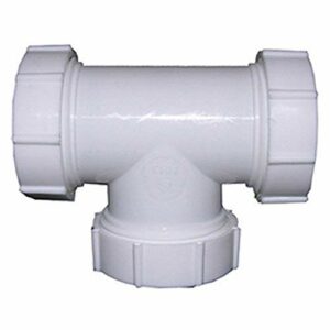 LASCO 03-4277 White Plastic Tubular 1-1/2-Inch Slip Joint Tee with Nuts and Washers