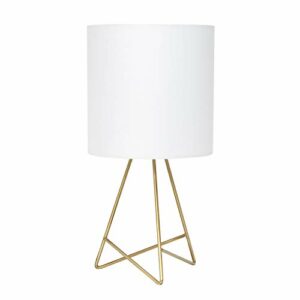 Simple Designs LT2066-GDW Down to the Wire Fabric Shade Table Lamp, Pack of 1, Gold/White