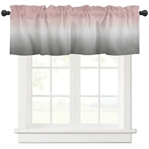Valance Curtains for Kitchen Windows Gray Pink Ombre Window Valances Color Window Treatment Rod Pocket Valance for Bedroom Bathroom Laundry Room 54x18 inch, 1 Panel