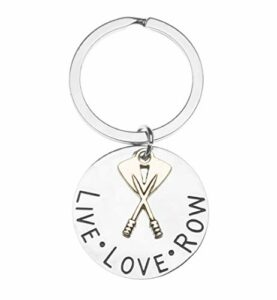 Crew Keychain, Rowing Crew Jewelry, Live Love Row Silver and Gold Charm Keychain Gift