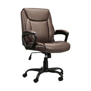 Amazon Basics Classic Puresoft Padded Mid-Back Office Computer Desk Chair with Armrest - Brown