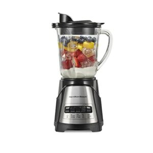 Hamilton Beach Power Elite Wave Action Blender for Shakes and Smoothies, Puree, Crush Ice, 40 Oz Glass Jar, 12 Functions, Stainless Steel Ice Sabre Blades, Black (58148A)