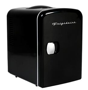 Frigidaire Mini Portable Compact Personal Fridge Cooler, 4 Liter Capacity Chills Six 12 oz Cans, 100% Freon-Free & Eco Friendly, Includes Plugs for Home Outlet & 12V Car Charger – Black