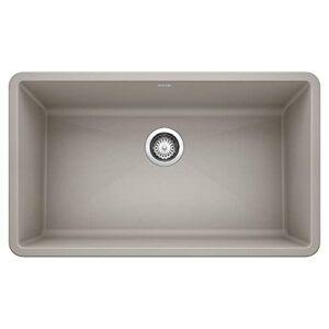 BLANCO, Concrete Gray 442740 PRECIS SILGRANIT Super Single Undermount Kitchen Sink, 32
