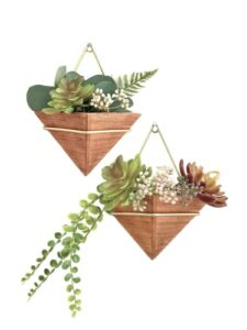 OAKOA 2 Pack Succulent Wall Planters for Indoor Plants - Hanging Wall Planter Indoor Wall Planter Modern - Gold Triangle Wall Plant Holder Geometric Wall Decor Wall Mounted Planters Wall Pots Plants