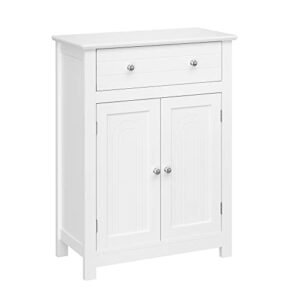 VASAGLE Bathroom Storage Cabinet Free Standing, with Drawer and Adjustable Shelf, Kitchen Cupboard, Wooden Entryway Storage Cabinet, 23.6 x 11.8 x 31.5 Inches, White UBBC61WT