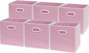 6 Pack - SimpleHouseware Cube Baskets with Handles, Pink