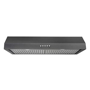 30 in. W 7 in. 370 CFM Under the Cabinet Range Hood with LED Bulbs in Black Stainless Steel