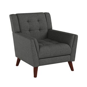 Christopher Knight Home Evelyn Mid Century Modern Fabric Arm Chair, Dark Gray, Walnut