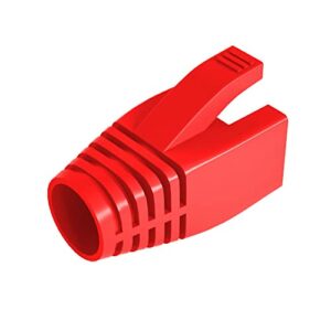50 Pcs Cat6 Cat6A Cat7 Strain Relief Boot, RJ45 Plug Connector Cover Modular Network Plug Connector Cap Cable Connector Boots, Red