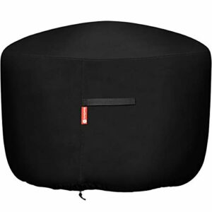 Round Gas Fire Pit / Table Cover - Heavy Duty 600D Polyester with PVC Coating Material, 100% Weather Resistant and Waterproof, Fits 36 inch,35 inch, 34 inch Fire Pit/Bowl Cover,Black, 36” Dia X 24”H