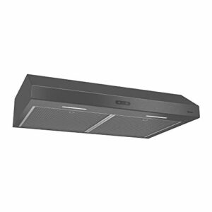 Broan-NuTone BCDF136BLS Glacier 36-inch Under-Cabinet Easy Install 4-Way Convertible Range Hood with 3-Speed Exhaust Fan and Light, Black Stainless Steel