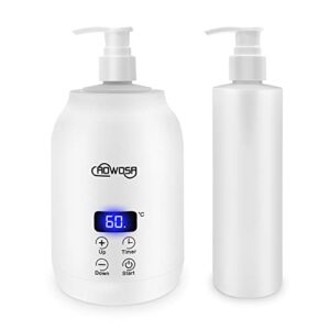Massage Oil Warmer Bottle Professional Electric Lotion Digital Heater for SPA, Automatic Oil Warmer Heated Oil Lotion Cream for Salon, Barber Shops, Home, with Two Oil Bottle Dispenser