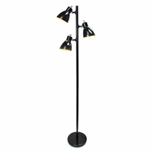 Simple Designs LF2007-BLK Metal 3 Light Tree Floor Lamp, Black