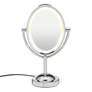 Conair Lighted Makeup Mirror, Double-Sided Lighted Vanity Makeup Mirrorwith 7x Magnification, Chrome