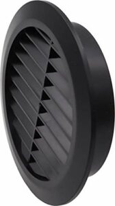 Vent Systems 4'' Inch - Black - Soffit Vent Cover - Round Air Vent Louver - Grill Cover - Built-in Insect Screen - HVAC Vents for Bathroom, Home Office, Kitchen