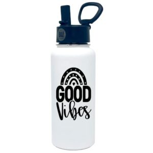 Gifts for Teenage Boys, Girls - Cool Good Vibes Water Bottle with Straw - Funny Gift for Teenager, Tween, Boyfriend, College Guys, Preteens, Tweens, Tech Gamers - Presents for Birthday, Christmas