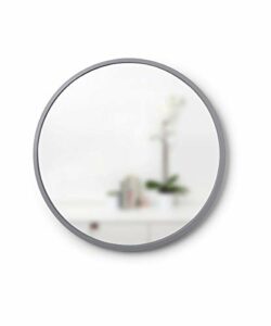 Umbra, Grey Hub 24” Round Wall Mirror With Rubber Frame, Modern Decor for Entryways, Bathrooms, Living Rooms Inch