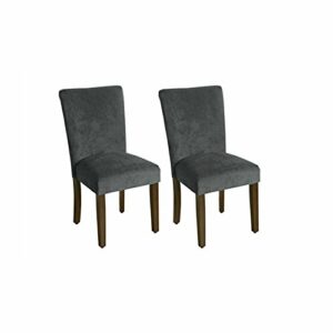 HomePop Parsons Classic Upholstered Accent Dining Chair, Set of 2, Dark Grey Velvet