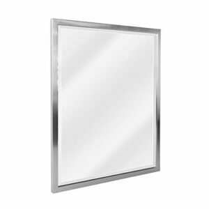 Head West Brushed Nickel Stainless Steel Rectangular Framed Beveled Accent Wall Vanity Mirror - 24 x 30