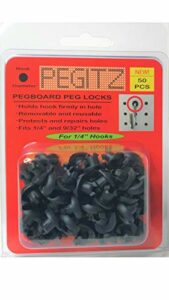 Pegitz Pegboard Peg Locks 50PCS (1/4 inch, Black)