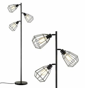 LeeZM Modern Tree Floor Lamp Black Rustic Bright Tall Standing Up Torchiere Floor Lamps Shade Vintage Industrial Style with Reading Light for Living Rooms, Bedrooms, Office