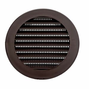 Vent Systems 4'' Inch Brown Soffit Vent Cover - Round Air Vent Louver - Grill Cover - Built-in Insect Screen - HVAC Vents for Bathroom, Home Office, Kitchen