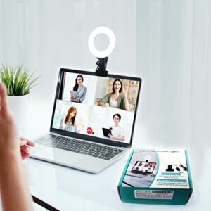 Video Conference Lighting Kit 3200k-6500K Dimmable Led Ring Lights Clip on Laptop Monitor for Remote Working/Zoom Calls/Self Broadcasting/Live Streaming/YouTube Video/TikTok