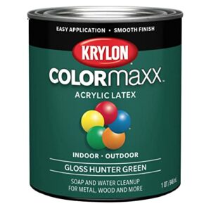 Krylon K05642007 COLORmaxx Acrylic Latex Brush On Paint for Indoor/Outdoor Use, 32 Fl Oz (Pack of 1), Gloss Hunter Green