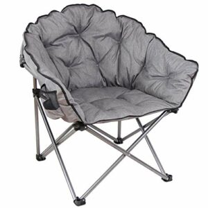 MacSports C932S-129 Padded Cushion Outdoor Folding Lounge Patio Club Chair, Gray