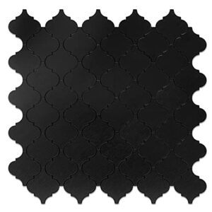 STICKGOO Arabesque Peel and Stick Backsplash Tile, Stick on Backsplash for Kitchen and Bathroom, Black Metal and Composite Mosaic Tiles (10 Sheets)