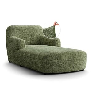 Chaise Lounge Cover - Lounge Chair Sofa Slipcover- Soft Polyester Printed Slipcovers - 1-Piece Form Fit Stretch Furniture Slipcover - Microfibra Print Collection - Vittoria Green (Chaise Lounge)