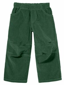 City Threads Boys' Corduroy Pull-Up Pants for School or Play; Comfortable for Active Children Toddler Warm Cords for Sensitive Skin or SPD Clothing - Forest Green - 2T