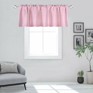 DECOVSUN Baby Pink Valance for Windows 60x18 Inch Solid Thermal Insulated Blackout Rod Pocket Kitchen Short Curtain Toppers Valance for Bathroom Living Room 1 Panel