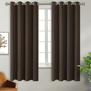 BGment Brown Blackout Curtains 63 Inch Length 2 Panels Set, Grommet Thermal Insulated Room Darkening Curtains for Bedroom, Each 46 x 63 Inch