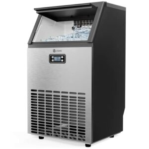 Vremi Commercial Grade Ice Maker - Produces 100 Pounds of Ice in 24 Hrs with 29 Pounds Storage Bin - Stainless Steel, Freestanding Automatic Clear Cube Ice Making Machine Perfect for Home or Business