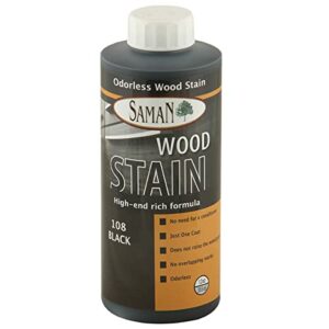 SamaN Interior Water Based Wood Stain - High-Quality & Natural Furniture, moldings, Wood Paneling and cabinets Stain (Black TEW-108-12, 12 oz)