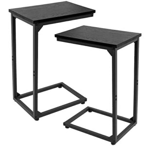 AMHANCIBLE Black C-Shaped End Table Set of 2, Side Tables Living Room, C Table for Sofa, Couch Table, Snack Side Table for Bedroom