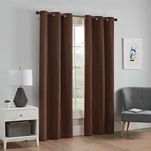 Eclipse Microfiber Total Privacy Blackout Thermal Grommet Window Curtain for Bedroom (1 Panel), 42 in x 84 in, Chocolate