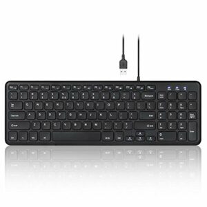 Perixx PERIBOARD-213U Wired Silent USB Scissor Keyboard - 14.45x4.76x0.70 Inches Compact Design with Number Pad - Black - US English (PB-213BUS-11738)
