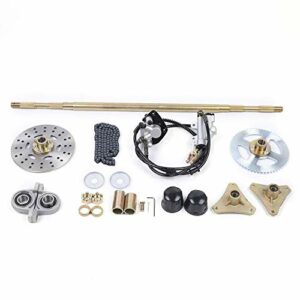 740mm Go Kart Axle Kit, Rear Axle Shaft Kit for Go Kart Quad Trike Drift Bikes, Comes With Rear Axle Kit + Brake Assembly + Pair of Pillow Blocks + T8F chain (With Chain)