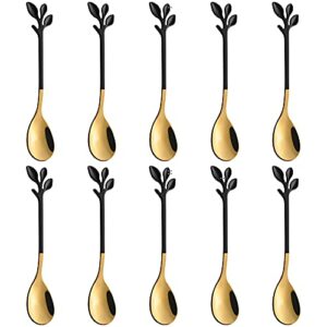 Coffee Spoon with leaf handle, AnSaw 10 Pcs 4.7